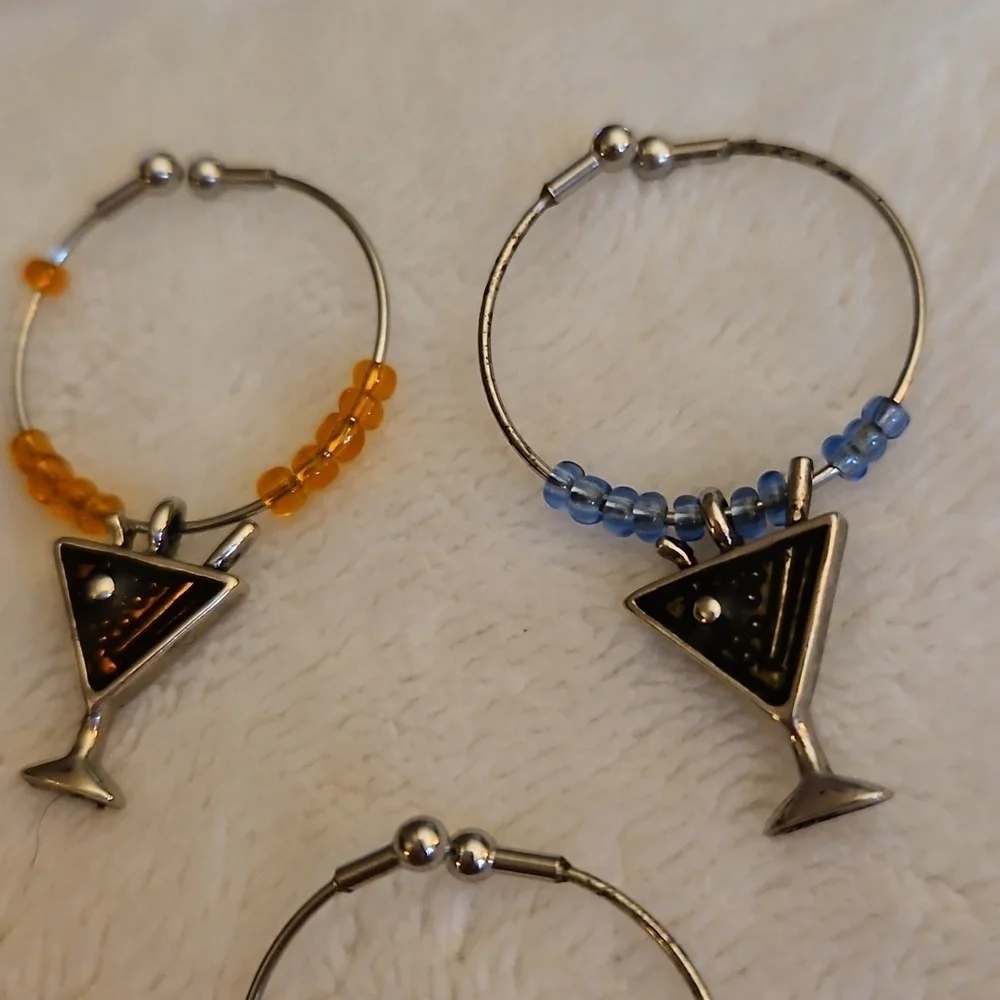 3/$30 Vintage Set of Five Colorful Beaded Martini Glass Charms